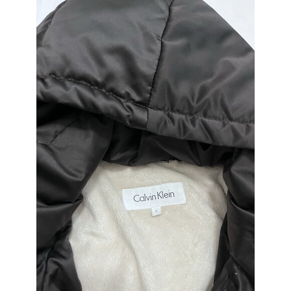 Calvin Klein Down Filled Fleece Lined Hooded  Parka Jacket Size Large. Brown - Picture 4 of 8
